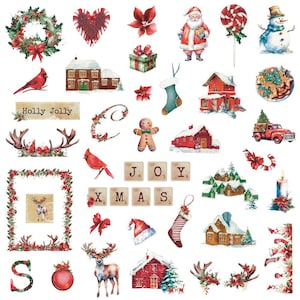 Prima Marketing From The North Pole Ephemera, Christmas Floral,Craft Supplies,Card Making,Scrapbooking,Embellishments Christmas Noel