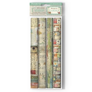 Stamperia Garten-Stoffpaket, Bastelbedarf, Kartenherstellung, Scrapbooking, Verzierungen, Blumenmuster, Vogelmuster-Stoff