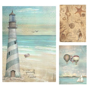 Stamperia Sea Land A4 Reispapier,Bastelbedarf,Kartengestaltung,Scrapbooking,Decoupage Papier Reispapier Meer,Ozean,nautische Reispapiercollage