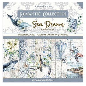 Stamperia Romantic Collection Sea Dream 12 x 12 inch plakboek, papercrafts, craftsbenodigdheden, collage, walvis, oceaanpapier