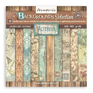 Stamperia Alterego 8 x 8 inch maxi achtergronden selectie papierblok, ambachtelijke benodigdheden, kaarten maken, plakboek, vintage steampunkpatronen