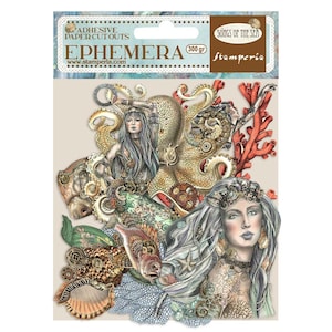 Stamperia chansons de sirènes de mer éphémères, fournitures de loisirs créatifs, fabrication de cartes, embellissements de scrapbooking créatures marines nautiques Steampunk éphémères
