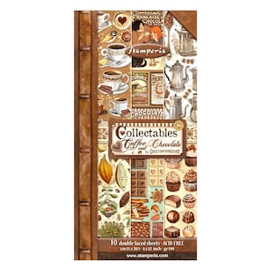 Stamperia Café et chocolat 6 x 12 po., Double face, Fournitures créatives, Fabrication de cartes, Scrapbooking, Livre papier à découper pour café