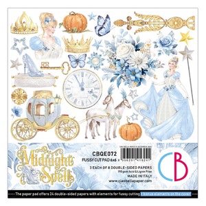 Ciao Bella Midnight Spell 6" x 6" Fussy Cut Pad ,Scrapbooking Paper Set,Craft Supplies,Magic Princes Blue Floral Fussy Cutting Paper Set