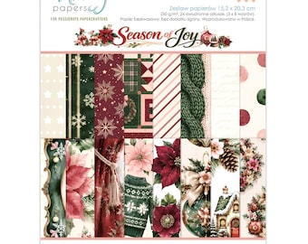 Mintay Season Of Joy 6" x"8 Add-On Paper Set ,Card Making, Background Patterns , Craft Supplies, Christmas Noel ,Double Side Paper