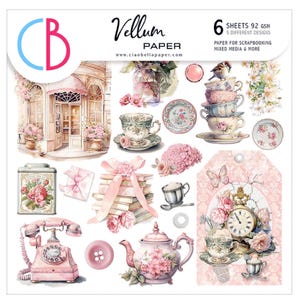 Ciao Bella Timeless Memories 6 x 6 po. Découpes difficiles en vélin, Fournitures créatives, Fabrication de cartes, Oiseaux floraux, Cartes pour étiquettes en papier vélin, thé de printemps