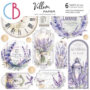 Ciao Bella Morning In Provence 6 x 6 po. Découpe vélin, Fournitures créatives, Fabrication de cartes, Lavande, Printemps, Floral lilas, Papier vélin printanier