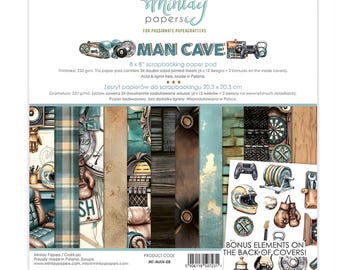 Mintay Man Cave 8" x 8" Paper Pad ,Card Making,Craft Supplies, Husband Crafts Boyfriend ,Double Side Paper Scrapbook Men Paper Pad Mintay