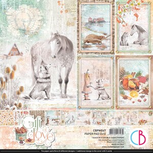 Ciao Bella Le cadeau de l'amour 12 x 12 po. Ensemble de papier de scrapbooking, Fabrication de cartes, Fournitures créatives, Papier Ciao Bella, Papier d'automne Papier automne hiver