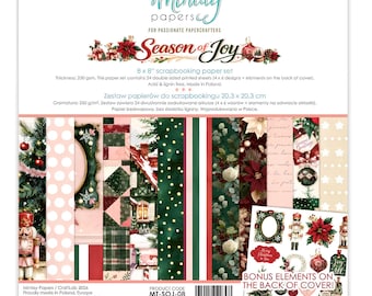 Mintay Season Of Joy  8" x 8" Paper Set ,Card Making,Craft Supplies, Christmas Noel   Double Side Paper Scrapbook
