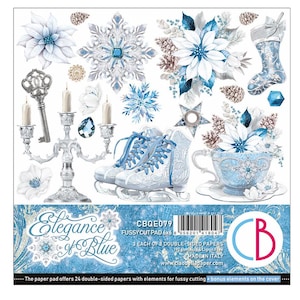Ciao Bella Elegance Of Blue 6 x 6 po. Bloc de coupe rapide, Fournitures créatives, Fabrication de cartes, Paquet de coupe rapide en papier hiver bleu Noël, Papier de scrapbooking