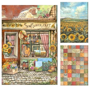 Stamperia Sonnenblume Art A4 Reispapier,Verzierungen,Bastelbedarf,Papier Sonnenblume Reispapier Decoupage Papier,Farm Reispapier,Scrapbooking