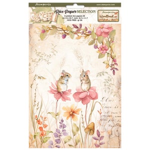 Stamperia Woodland A4 Reispapier Auswahl Pack, Decoupage Papier, Collage, Reispapier Waldtiere Reispapier, Pflanzen Blätter Bastelbedarf