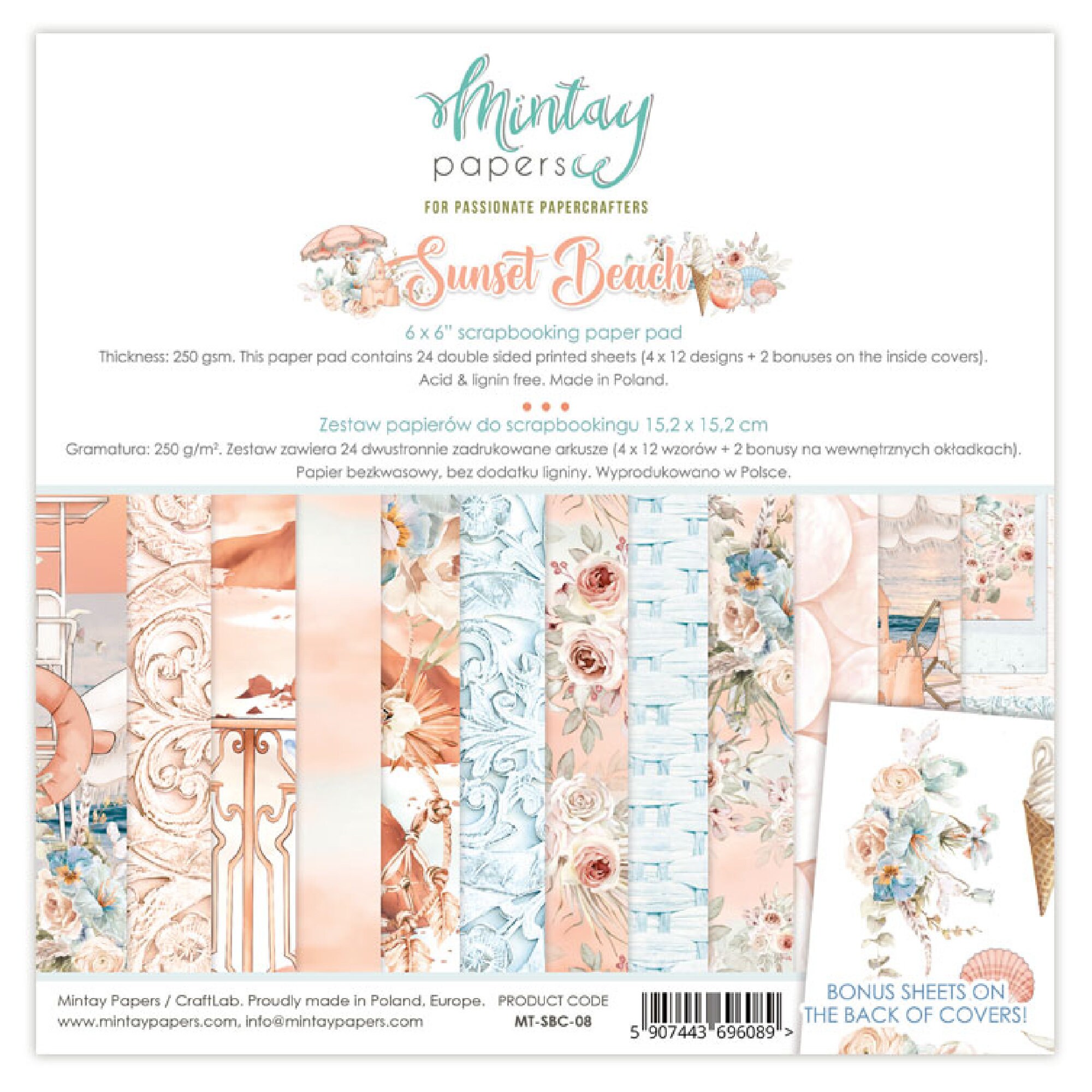 Mintay Seaside Escape 6 X 6 Paper Pad,scrapbooking Paper,card Making,craft  Supplies,collage,ocean Marine Paper Pad,premium Paper Summer 