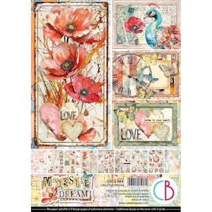 Ensemble de papier A4 pour scrapbooking Ciao Bella Majestic Dream, Fournitures créatives, Fabrication de cartes, Étiquettes Ciao Bella, Cartes, Étiquettes Paon floral Technique mixte