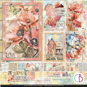 Ciao Bella Majestic Dream 12 x 12 po. Ensemble de papier pour scrapbooking, Fournitures créatives, Papier à fleurs, Fabrication de cartes, Paon floral, techniques mixtes, Papier pour collage