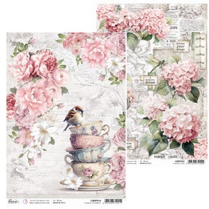 Ciao Bella Timeless Memories A4 Papier de riz, Fournitures créatives, Papier oiseaux floraux et roses, Fabrication de cartes, Papier de découpage Roses printanières, Papier de scrapbooking