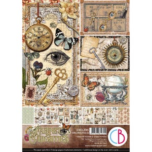 Coffret de curiosités Ciao Bella, ensemble de papier pour scrapbooking A4, Fournitures créatives, Fabrication de cartes, Étiquettes Ciao Bella, Cartes, Étiquettes Plantes botaniques vintage