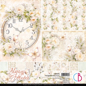 Ciao Bella Always & Forever 12" x 12" Patterns Scrapbooking Paper Set ,Craft Supplies ,Wedding Floral Paper,Card Making,Double Sided Paper