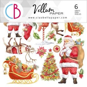 Ciao Bella  Dear Santa 6" x 6" Vellum Fussy Cut Set ,Craft Supplies Noel,Christmas Paper,Collage,Card Making,Christmas Noel Paper Set