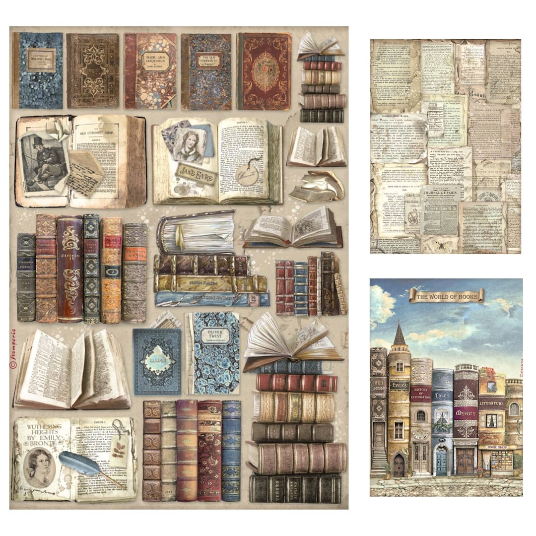 Stamperia - Placa De Molde Suave Vintage Library Formato A4 Para Manualidades Y Scrapbooking