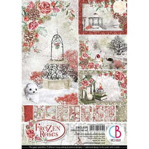 Ciao Bella Frozen Roses  A4 Scrapbooking Paper Set,Collage,Card Making,Craft Supplies,Christmas Paper Set,Christmas Snow Paper, Ciao Bella