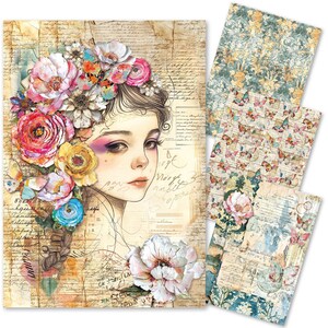 Ciao Bella Paper Quintessential A4 - Papier de riz mélangé, 4 pièces, Fournitures créatives, Fleurs, papier pour fabrication de cartes, Paquet de papier de découpage