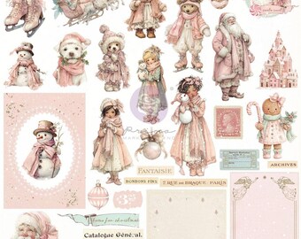 Prima Marketing Christmas Blush Ephemera Cozy Christmas 72 pc, Craft Supplies, Noel Winter
