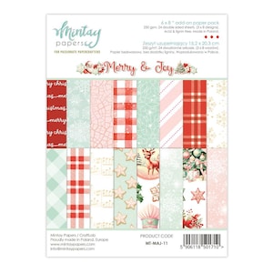 Mintay Merry & Joy 6" x 8" Paper Pad,Card Making,Craft Supplies,Christmas  Patterns,Double Side Paper Backgrounds Scrapbook Paper Noel Santa