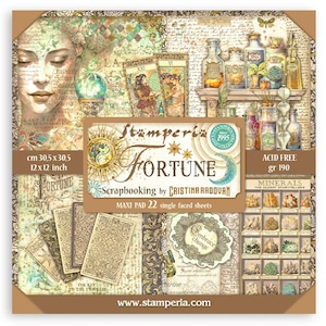 Stamperia Fortune 12&quot; x 12&quot;  Maxi Paper Pad Single Face Paper,Craft Supplies,Card Making,Scrapbooking, Egypt Paper Pad,Mystical Paper Pad