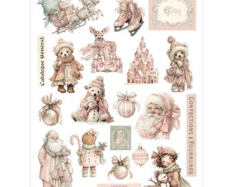 Prima Marketing Christmas Blush Transfer ,Craft Supplies, Rub On Transfer Winter, Noel Décor