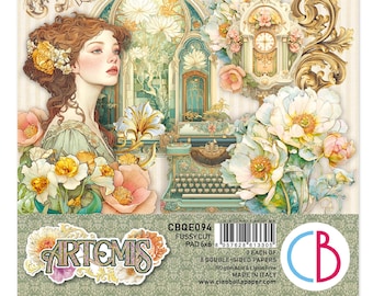 Ciao Bella Artemis 6" x 6" Fussy Cut Pad,Scrapbooking Paper Set,Craft Supplies Art Deco Birds,Floral ,Cat, Ephemera Fussy Cut Paper Pack