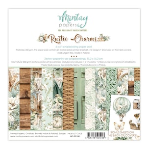Mintay Rustic Charms 6" x 6" Paper Pad,Card Making,Craft Supplies,Rustic Garden Floral Dog Designs Double Side Paper,Mintay 6x6 Paper Pad