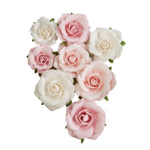 Prima Marketing Sugar Sweet 8pc, Scrapbooking,Craft Supplies,Embellishment,Paper Flowers,Handmade Flowers Roses Candy Cane Lane Flowers