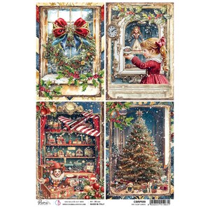 Ciao Bella Toy Shop A4 Rice Paper Cards ,Craft Supplies,Winter Christmas Vintage Doll ,Paper,Card Making,Decoupage Paper Mixed Media