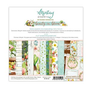 Mintay Beauty In Bloom 6" x 6" Paper Pad,Card Making,Craft Supplies, Spring Floral Designs,Double Side Paper,Scrapbook Paper Birds Bunny