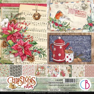 Ciao Bella Christmas Vibes 8" x 8" Scrapbooking Paper Set,Christmas Vintage Paper Set, Collage,Card Making,Craft Supplies,Ciao Bella Paper