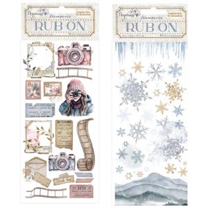 Stamperia Tautropfen zum Einreiben,Bastelzubehör,Kartengestaltung,Scrapbooking, Stamperia Winter Schneeflocken Transferbild,Phrasen Collage Verzierungen