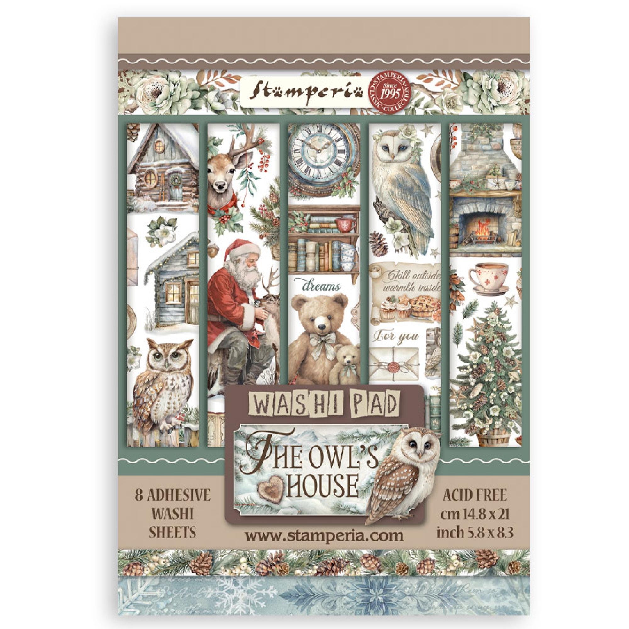 Stamperia The Owl's House A5 Washi Pad ,Craft Supplies,Card Making,Winter Christmas Washi, Embel