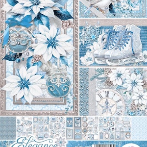 Ciao Bella Elegance A4 Scrapbooking Paper Set,Craft Supplies,Card Making,Ciao Bella Tags,Cards,Labels Blue Christmas Scrapbook Paper Winter