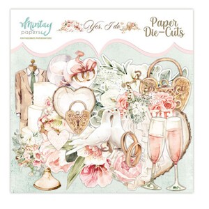 Mintay Yes I Do Ephemera-versieringen, kaarten maken, knutselspullen, collage, elementen bruiloftsdagboek, decoratief bruiloftspapier elegant