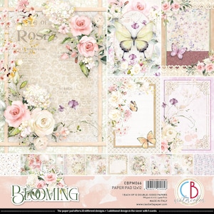 Ciao Bella Blooming 12 "x 12" Scrapbooking Papier Set Bastelbedarf Blumenstrauß, Gartenpapier, Collage, Kartenherstellung, Frühlingspapierset Aquarell