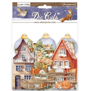 Embellissements de pièces découpées assorties de la vallée hivernale de Stamperia, fournitures de loisirs créatifs, animal d'hiver de la forêt de scrapbooking, pièces découpées de cerf de Noël de renard