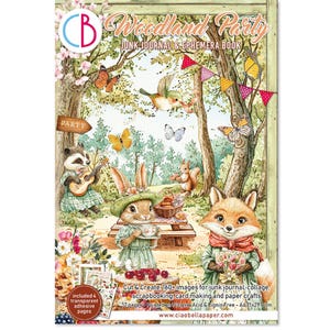 Carnet de notes A4 en papier Woodland Party et livre éphémères, Fournitures créatives, étiquettes d'animaux de la forêt, cartes, étiquettes pour livre éphémère à coupe délicate