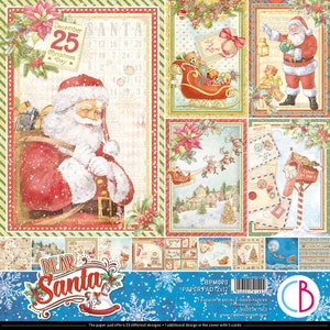 Ciao Bella  Dear Santa 12" x 12" Scrapbooking Paper Set ,Craft Supplies Noel,Christmas Paper,Collage,Card Making,Double Sided Paper Set,New