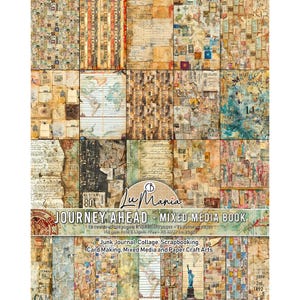 Livre Ciao Bella Paper Journey Ahead Maxi A4, matériaux mixtes, fournitures créatives, papier de scrapbooking, coupe délicate, collection LuMania, papier pour fabrication de cartes