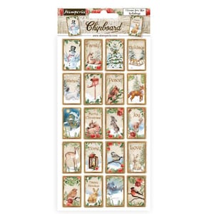 Stamperia Home For The Holidays 6"x 12" Chipboard Supplies, Card Making, Scrapbooking Forest Animals Christmas Embellishments, Noel