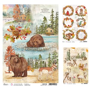 Papier de riz Ciao Bella Into the wild A4,Accessoires créatifs,Fabrication de cartes,Papier de découpage automne automne,Papier de riz animaux de la forêt,Papier technique mixte