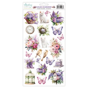 Mintay Lilac Garden 6 "x"32 Papieraufkleber, Kartenherstellung, Bastelbedarf, Blumen, Flieder, Katze, Frühlingslavendel-Aufkleber Verzierungen Mintay-Aufkleber