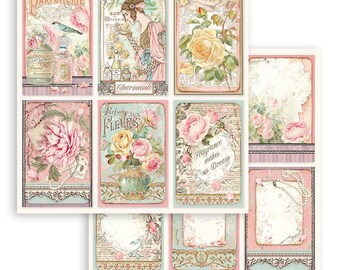 おすそ分けファイル♡ スタンペリア・Rose Parfum♡ A5 Stamperia Rose Parfum 8インチ x 8インチ スクラップブッキング